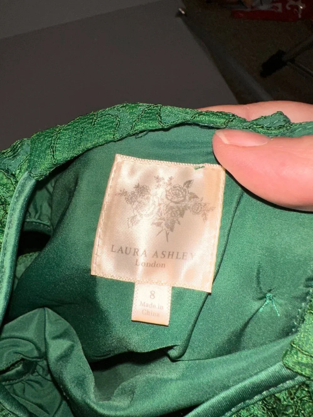 Laura Ashley Dress Girls 8 Green Lace NWT Christmas Holiday New! #684